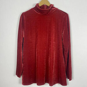 Soft Surroundings Red Velvet Turtleneck Tunic